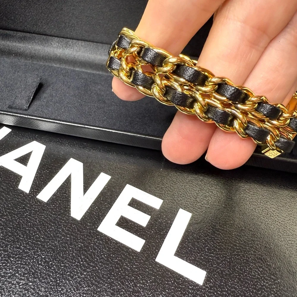 Authentic CHANEL Premiere watch gold black size L